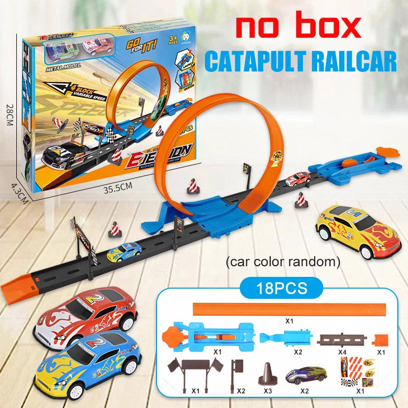 Racing Toys Track Stunt Speed Car Wheels DIY Rail Kits Assembled Model 18pcs Boys Girls Children Gift for Kid Christmas Present