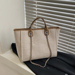 Women Tote Bag Fashion Canvas Large Capacity Handbag Casual Chains Shoulder Bags Ladies Big Messenger Bag Shopping Bag
