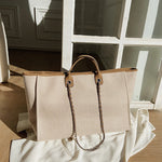 Women Tote Bag Fashion Canvas Large Capacity Handbag Casual Chains Shoulder Bags Ladies Big Messenger Bag Shopping Bag