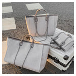 Women Tote Bag Fashion Canvas Large Capacity Handbag Casual Chains Shoulder Bags Ladies Big Messenger Bag Shopping Bag