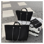 Women Tote Bag Fashion Canvas Large Capacity Handbag Casual Chains Shoulder Bags Ladies Big Messenger Bag Shopping Bag