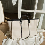 Women Tote Bag Fashion Canvas Large Capacity Handbag Casual Chains Shoulder Bags Ladies Big Messenger Bag Shopping Bag