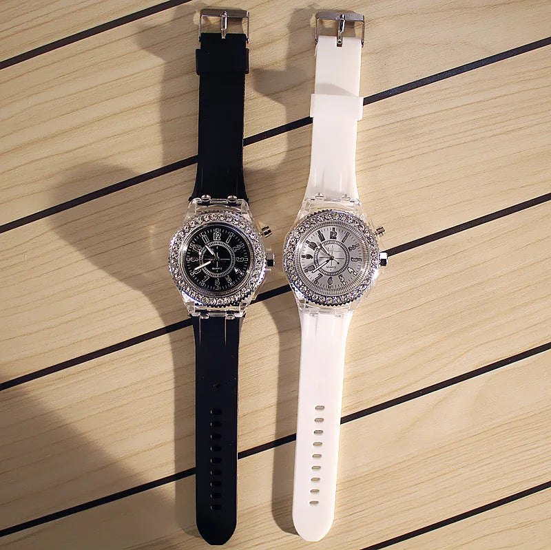 led Flash Luminous Watch Personality trends students lovers jellies woman men's watches Colorful light WristWatch Ins  watch's