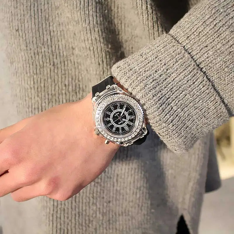 led Flash Luminous Watch Personality trends students lovers jellies woman men's watches Colorful light WristWatch Ins  watch's