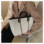 Women Tote Bag Fashion Canvas Large Capacity Handbag Casual Chains Shoulder Bags Ladies Big Messenger Bag Shopping Bag