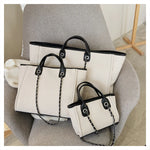 Women Tote Bag Fashion Canvas Large Capacity Handbag Casual Chains Shoulder Bags Ladies Big Messenger Bag Shopping Bag