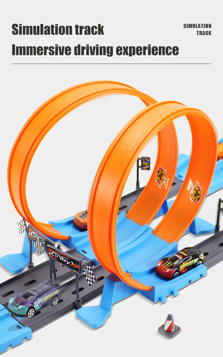 Racing Toys Track Stunt Speed Car Wheels DIY Rail Kits Assembled Model 18pcs Boys Girls Children Gift for Kid Christmas Present