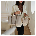Women Tote Bag Fashion Canvas Large Capacity Handbag Casual Chains Shoulder Bags Ladies Big Messenger Bag Shopping Bag