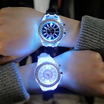 led Flash Luminous Watch Personality trends students lovers jellies woman men's watches Colorful light WristWatch Ins  watch's