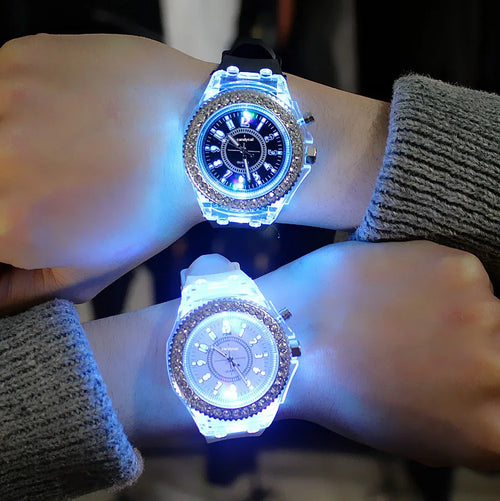 led Flash Luminous Watch Personality trends students lovers jellies woman men's watches Colorful light WristWatch Ins  watch's