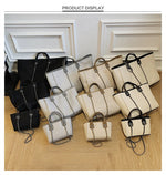 Women Tote Bag Fashion Canvas Large Capacity Handbag Casual Chains Shoulder Bags Ladies Big Messenger Bag Shopping Bag