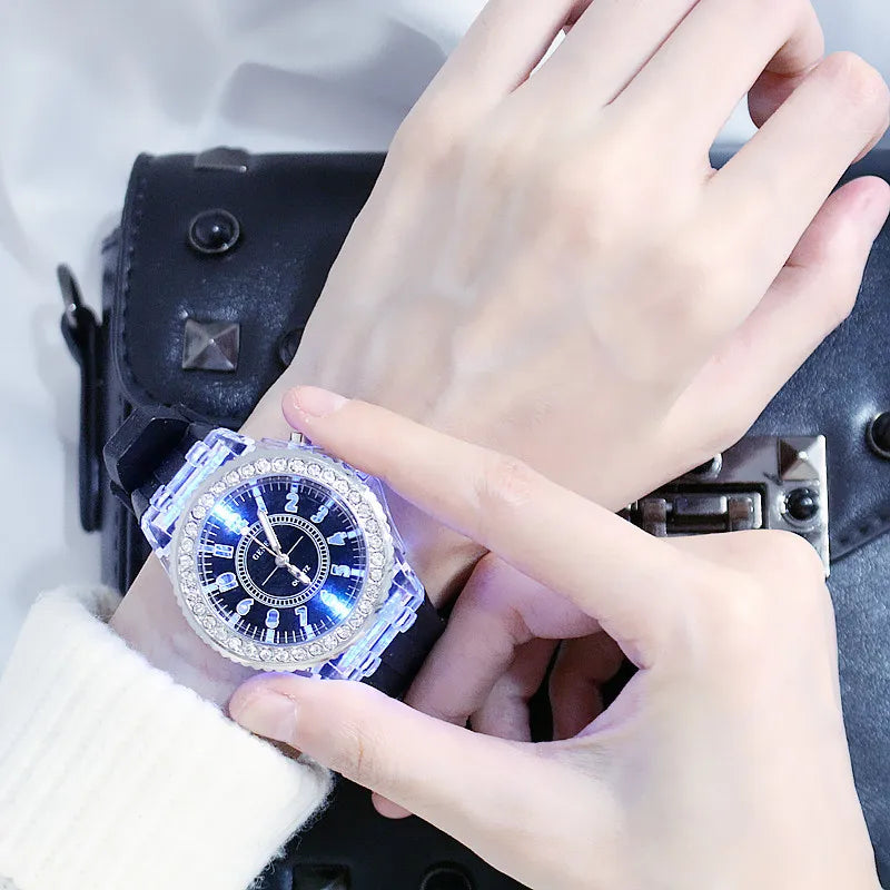 led Flash Luminous Watch Personality trends students lovers jellies woman men's watches Colorful light WristWatch Ins  watch's