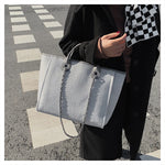 Women Tote Bag Fashion Canvas Large Capacity Handbag Casual Chains Shoulder Bags Ladies Big Messenger Bag Shopping Bag