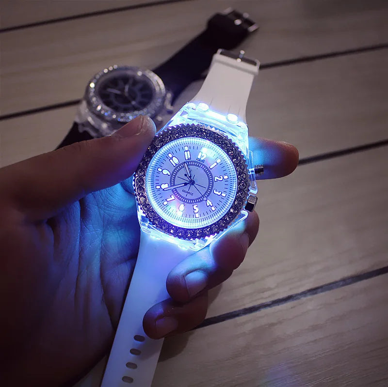 led Flash Luminous Watch Personality trends students lovers jellies woman men's watches Colorful light WristWatch Ins  watch's
