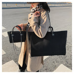 Women Tote Bag Fashion Canvas Large Capacity Handbag Casual Chains Shoulder Bags Ladies Big Messenger Bag Shopping Bag