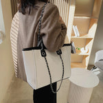 Women Tote Bag Fashion Canvas Large Capacity Handbag Casual Chains Shoulder Bags Ladies Big Messenger Bag Shopping Bag