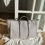 Women Tote Bag Fashion Canvas Large Capacity Handbag Casual Chains Shoulder Bags Ladies Big Messenger Bag Shopping Bag