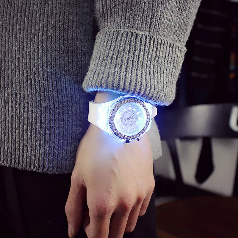 led Flash Luminous Watch Personality trends students lovers jellies woman men's watches Colorful light WristWatch Ins  watch's