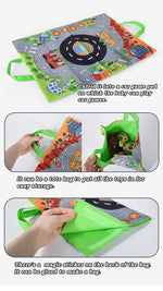 Soft Fabric Car Toy for Babies - Tear-Resistant Cloth Book with Storage Bag and Play Mat, Early Learning Travel Sensory Toy Gift