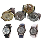 Men High-End Quartz Wristwatches Fashion Trend Stainless Steel Dial Sport Leather Band Watches Creative Hollow Out Dial Watch