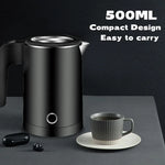 500ML Portable Travel Electric Kettle Tea Coffee Stainless Steel Water Boiler Pot For  Hotel Family Travel kitchen Smart kettle