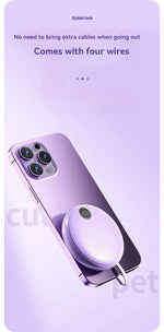 20000mAh Mini Powerbank Portable Round Self-wired  Fast Charging High Capacity Digital Display Power Bank For Iphone Xiaomi