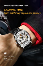OLEVS 6651 Top Brand Men Watches Fashion Dress Automatic Mechanical Wristwatch Wateproof Luminous Hollow Flywheel Watch for man