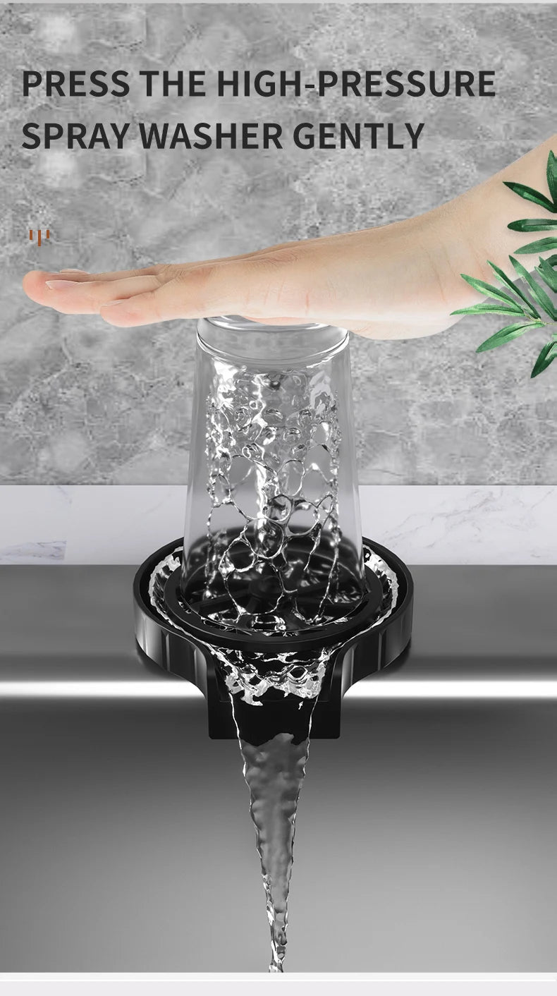 Kitchen Sink Rinser Automatic Glass Cup Washer High Pressure Bar  Beer Milk Tea  Cleaner Accessories Wash  Tool