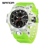 SANDA New 6198 Electronic Watch Fashion Trend Dual Screen Multi functional Outdoor Sports Waterproof Men's Watch