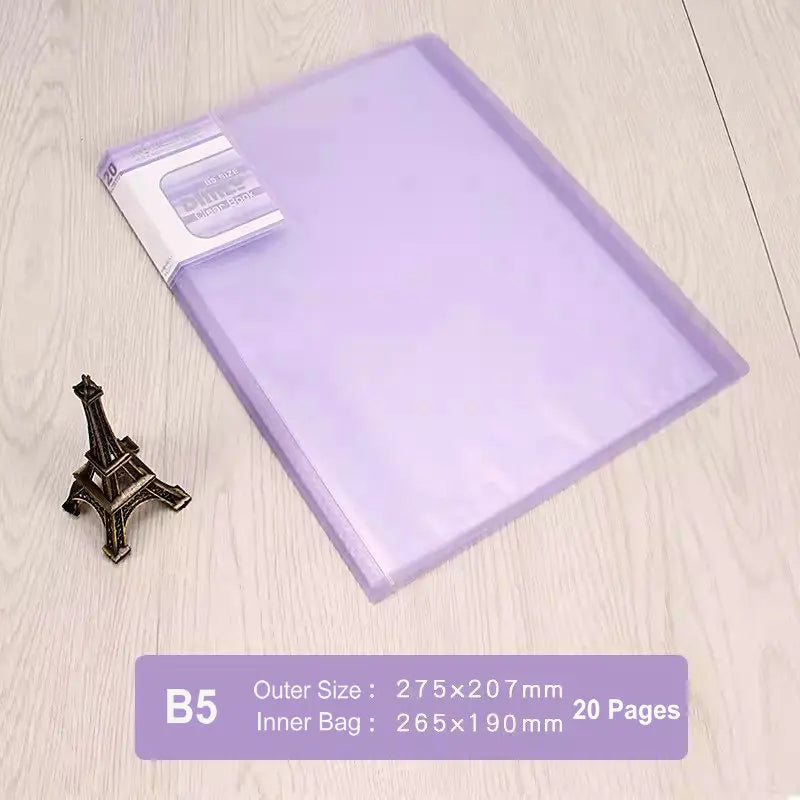 Office Document Organizer Folder A5 Display Book Transparent PVC Bag Document Storage B5 Paper Folder For Documents