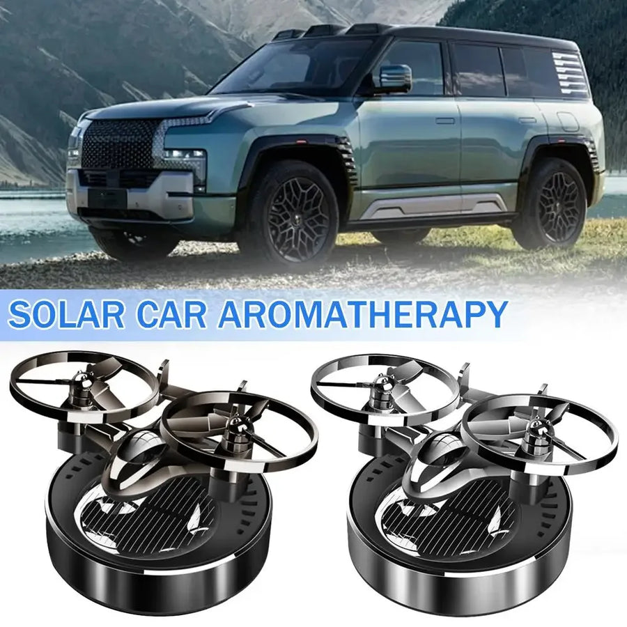 Solar Powered Rotation Helicopter Solar Aromatherapy Car Air Freshener Alloy Fragrance Auto Aroma Diffuser Interior Accessories