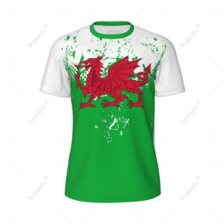 Exclusive design Wales Flag Grain 3D Printed Men For Running Bike Soccer Tennis Fitness Sports tshirt Mesh Fans Short T-shirt
