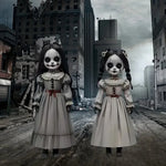 2Pcs 60cm 2D Scary Doll Girls Horror Decor Halloween Decoration To Insert Large Ghost Doll Outdoor Yard Decoration Scary Props