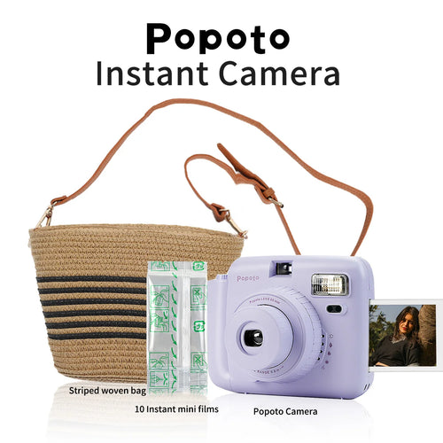Portable Instant Camera Striped Woven Bag And Photo Paper Set With Five Shooting Modes Suitable for Beginners When Taking Photos