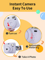 Portable Instant Camera Striped Woven Bag And Photo Paper Set With Five Shooting Modes Suitable for Beginners When Taking Photos