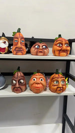 Home Halloween Atmosphere Fun Pumpkin Outdoor Decoration Ghost Party Pumpkin Six Monsters Resin Crafts Ugly Cute Ornaments New