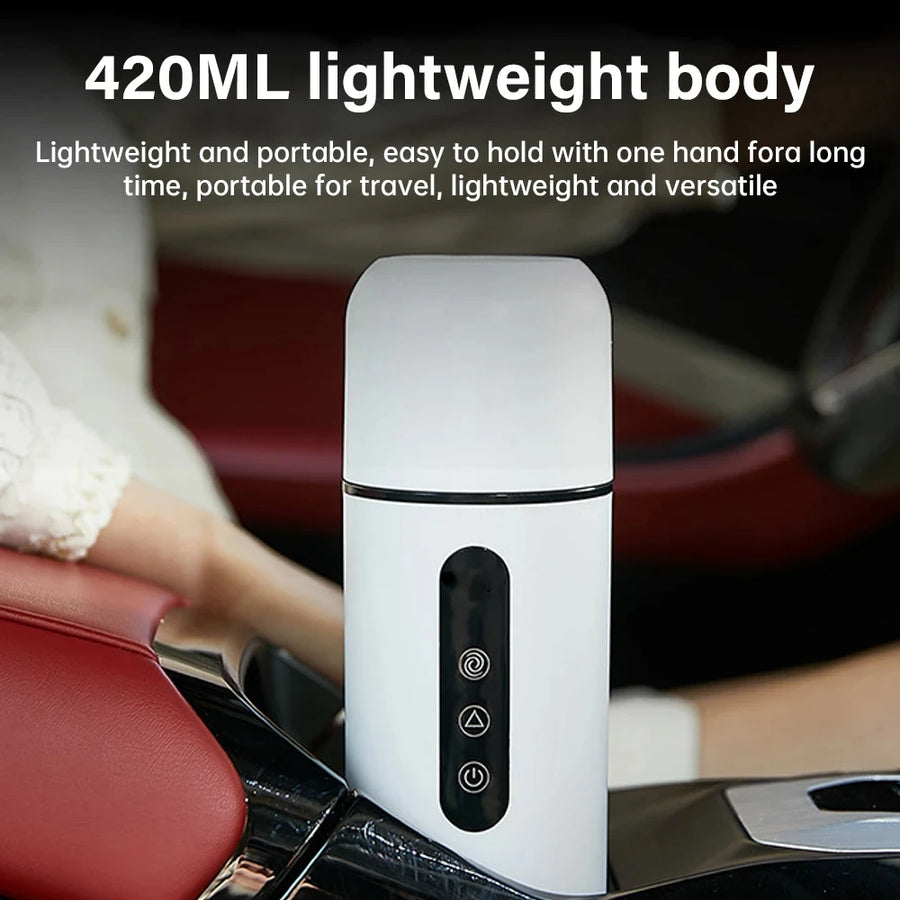 420ml Portable Car Heating Cup Electric Kettle 304 LED Smart Temperature Control Warmer Stirring Cup Heating Bottle Mixing Cup