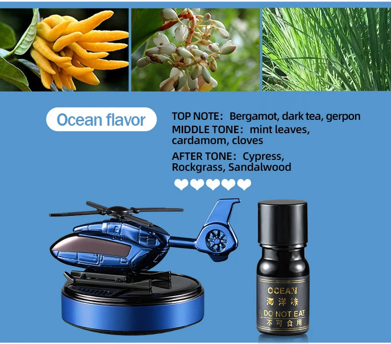 Car Solar Powered Rotation Helicopter Airplane Air Freshener Solar Helicopter Interior Perfume Trim Diffuser Rotary Aromatherapy