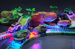 Railway Racing Track Play Set Educational DIY Bend Flexible Race Track Electronic Flash LED Light Car Dino Toys For Children