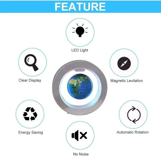 Russian 3 Inch Magnetic Globe Lamp with LED Light,Blue Magnetic Globe Floating for Kids Christmas New Year Gifts