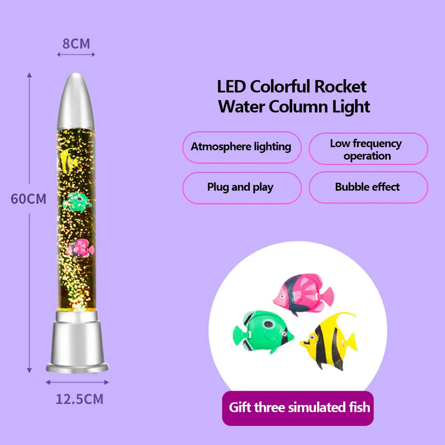 LED Bubble Tube Light Color Changing Artificial Fish Tank Lamp Fake Aquarium Lamp for Home Desk Bedroom