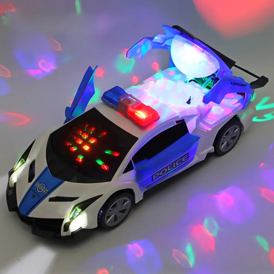 Electric Dancing Deformation Rotating Universal Police Toy Car Child Kid Girl Car Christmas Birthday Gift