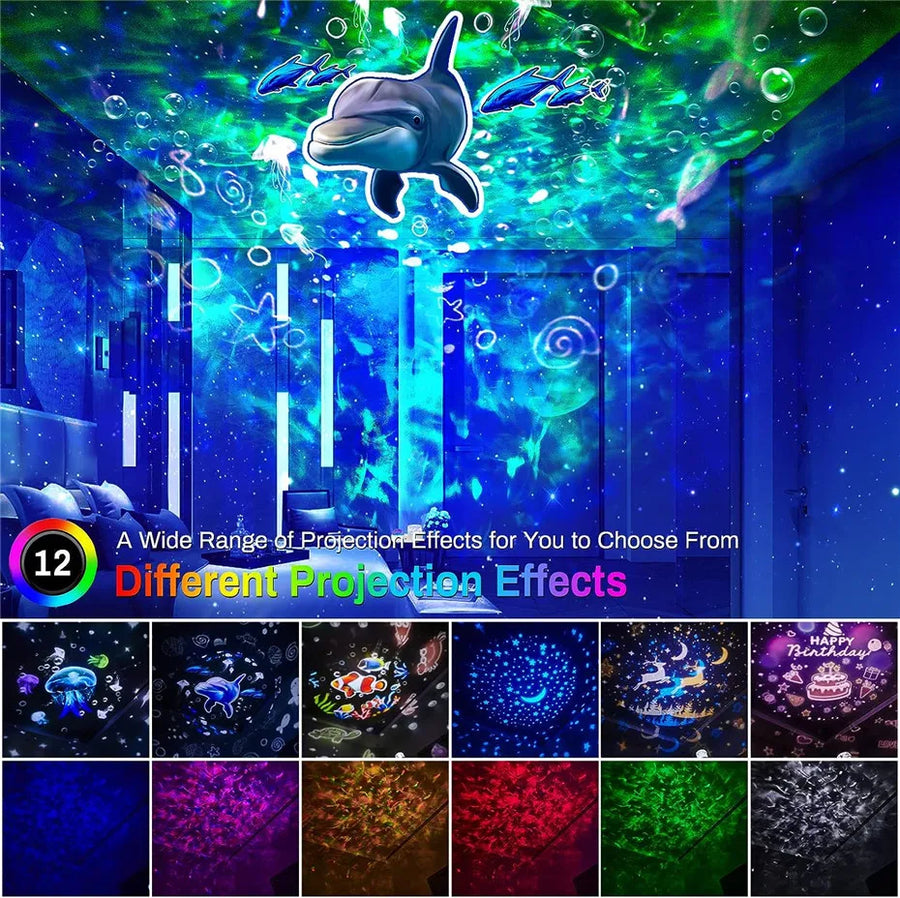 Star Projector 6 OceanWave Patterns Water Light Projector For Bedroom Home  Nebula starry light Wedding Christmas Decor lights