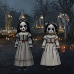 2Pcs 60cm 2D Scary Doll Girls Horror Decor Halloween Decoration To Insert Large Ghost Doll Outdoor Yard Decoration Scary Props