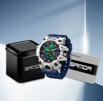 SANDA New 6198 Electronic Watch Fashion Trend Dual Screen Multi functional Outdoor Sports Waterproof Men's Watch
