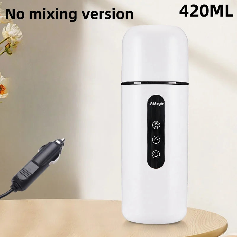 420ml Portable Car Heating Cup Electric Kettle 304 LED Smart Temperature Control Warmer Stirring Cup Heating Bottle Mixing Cup