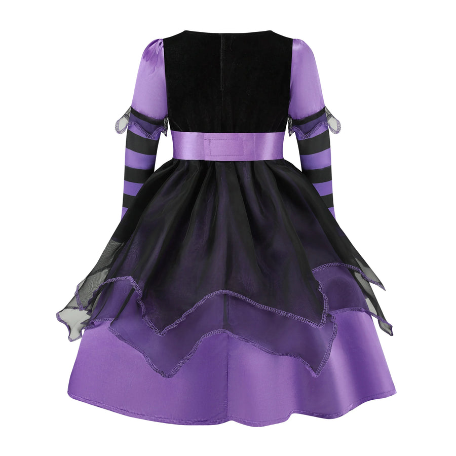 Halloween Vampire Costume for Kids Girls Devil Witch Gothic Ghost Bride Clothes Demon Bride Queen Cosplay Carnival Party Dresses