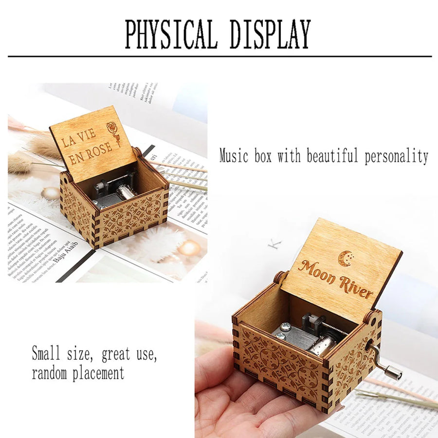 HOT Wooden Hand Crank Black Jurassic Park Music Box Children's Holiday Gifts Christmas Gifts New Year Gift
