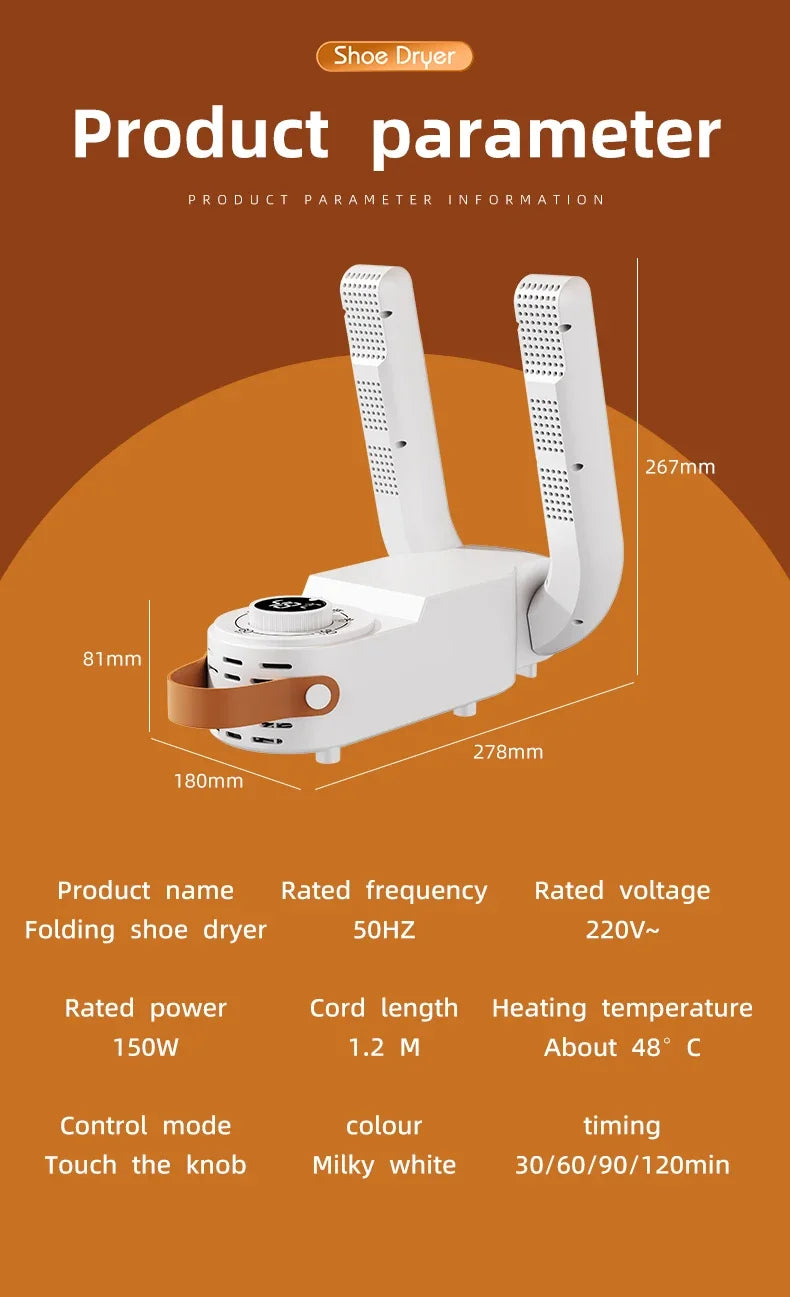 Intelligent Timer Shoe Dryer  Adjustable Dryer Quick Drying Deodorizing Sterilizing Shoe Dryer Household Shoe Warmer Heater