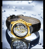 UTHAI Men Watch Sports Trend Double sided Transparent Hollow Steel Waterproof Luminous Male Fashion Quartz Clock Wristwatches